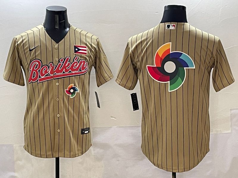 Men Puerto Rico Blank Brown Stripe Joint Name 2025 Nike MLB Jersey style 18